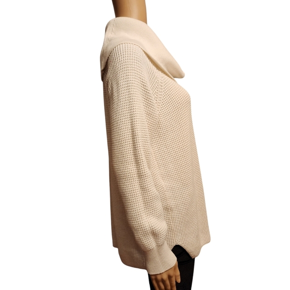 Michael Kors White Cowl Neck Waffle Pattern Pullover Sweater L - Picture 7 of 13